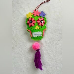 Christmas Sugar skull ornament Day of the Dead Felt Decor Skeleton New!